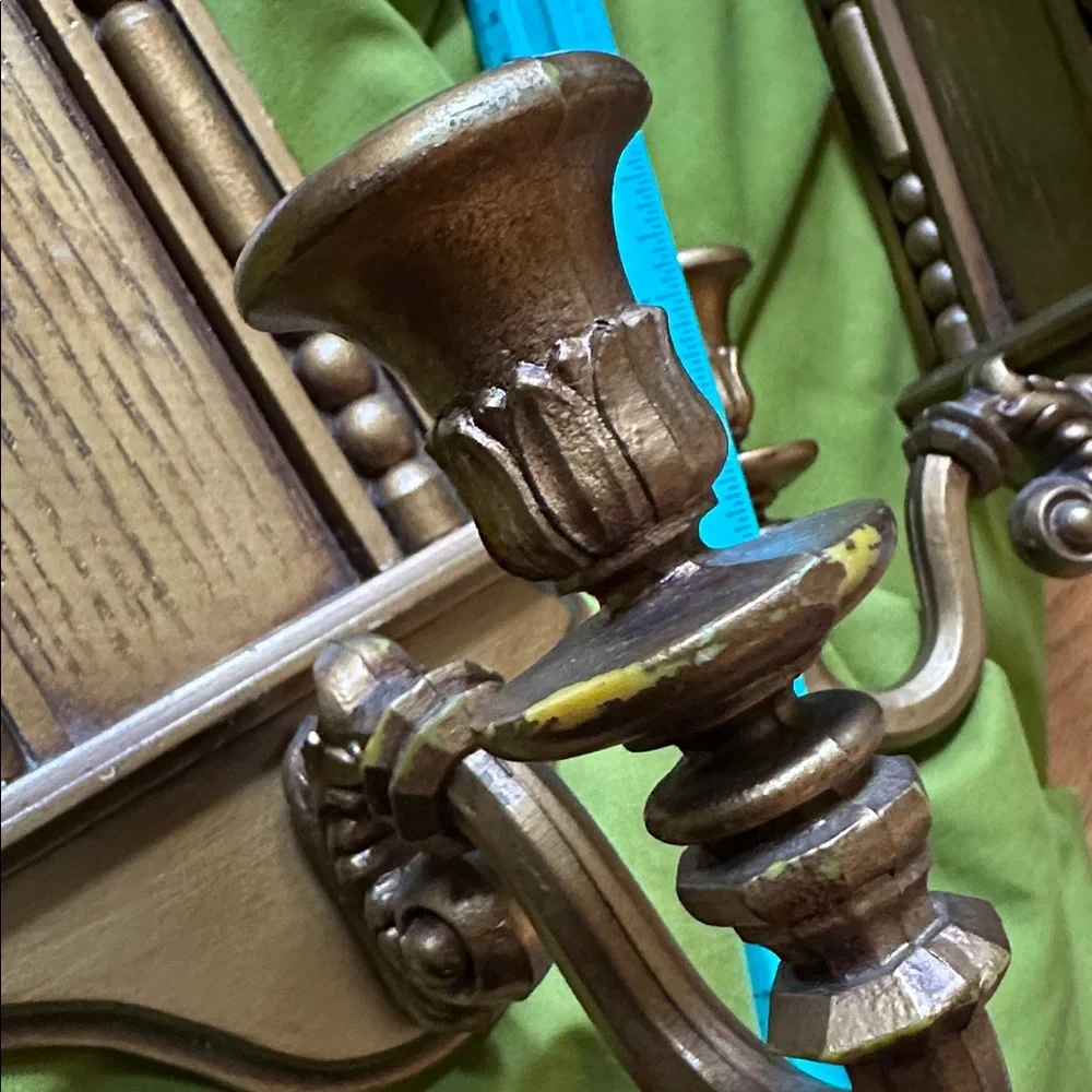 Burwood MCM Golden Faux wood MCM sconces pair - Picture 8 of 8